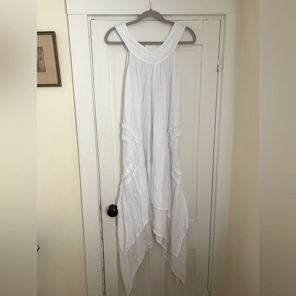 100% cotton gauze summer dress. Made in Thailand. Light & airy.